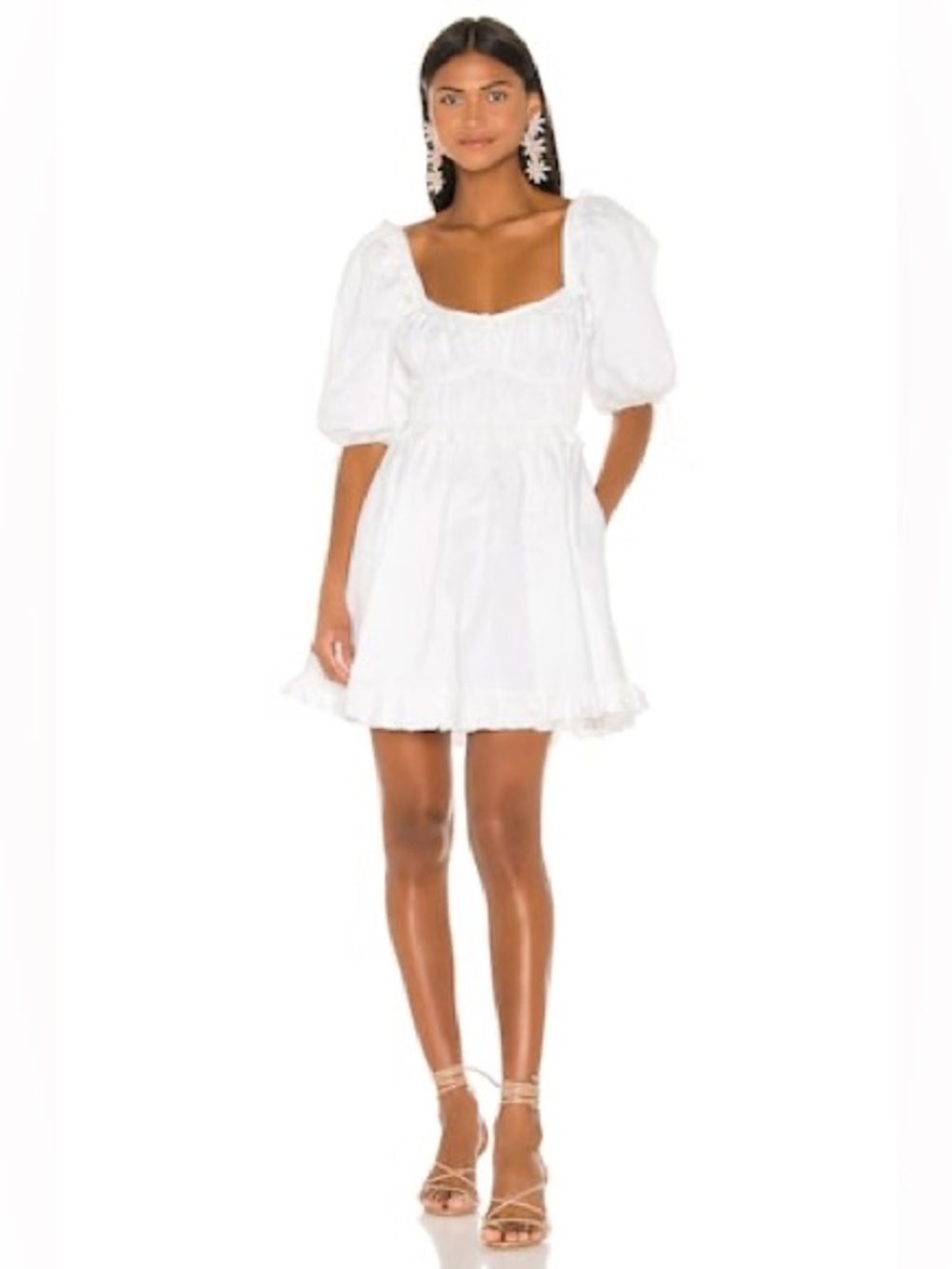For Love & Lemons Jackson Mini Dress in Ivory